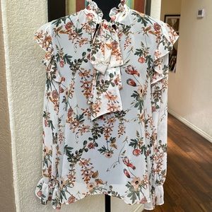 Belle + Sky Semi Sheer Floral Blouse